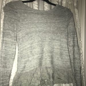 A grey sweater from Hollister with lace